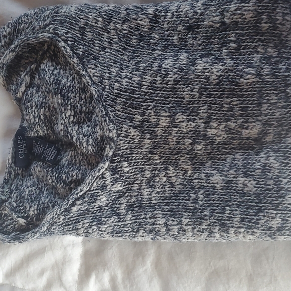 Chaps Black and White Knit Crew Neck Sweater - Picture 8 of 8